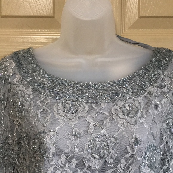 Gray Lace & Bead Blouse by Candlelight& Champagne - Picture 2 of 8